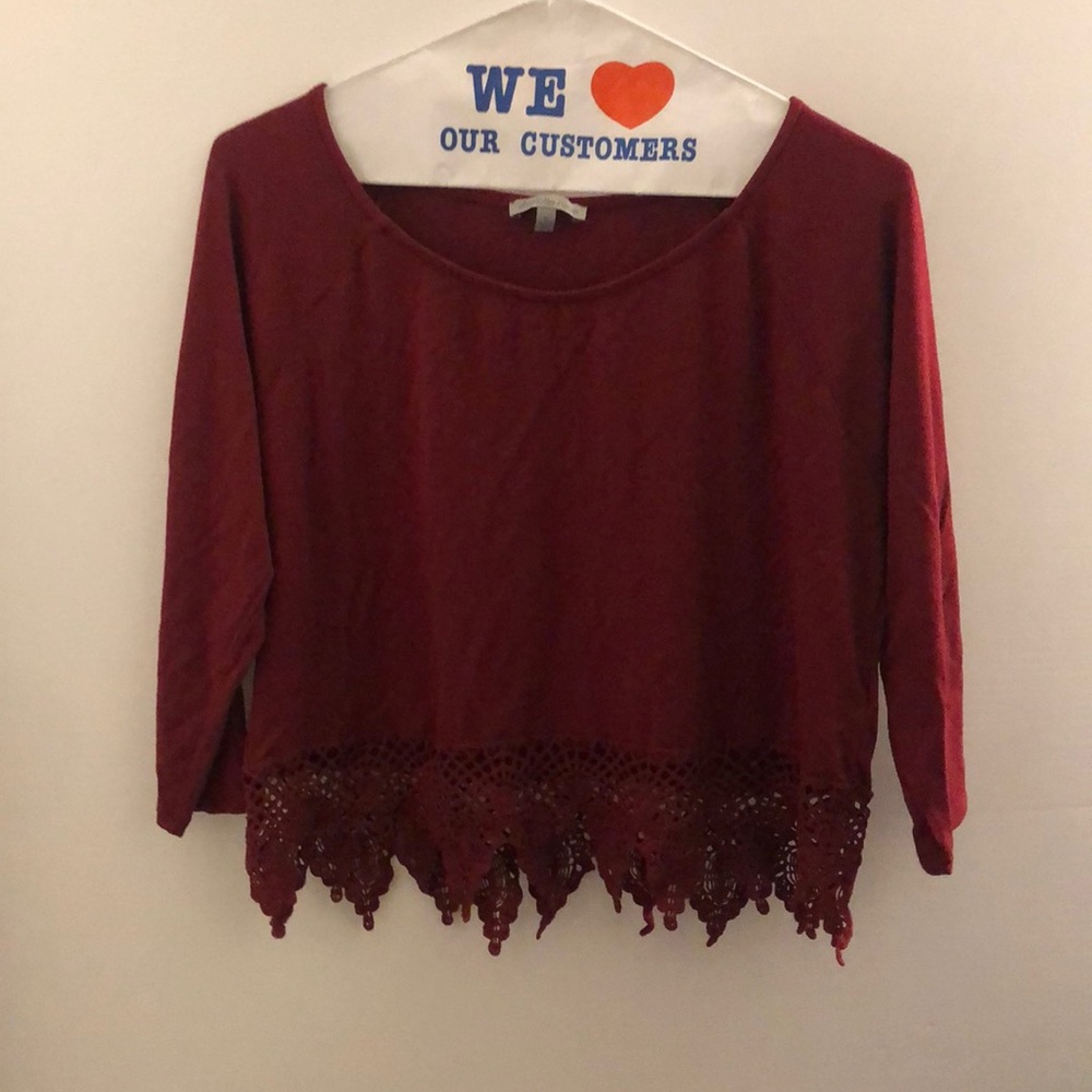 cropped red long sleeve